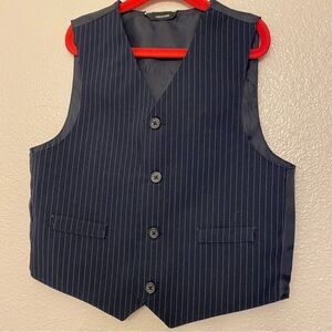 Boys kids youth Navy blue pin stripe formal dress up vest suit Jacket size 6